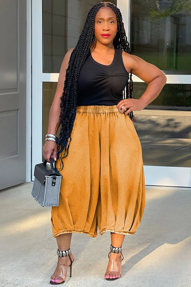 Women's Streetwear Wide-Leg Seven-Tenths Jeans
