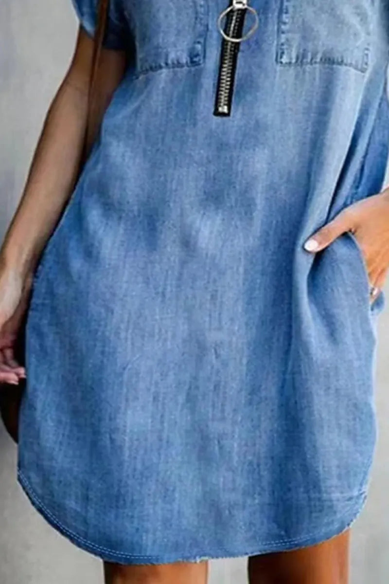 Women's Casual Short Denim Shirt Dress