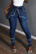 Women's Casual Irregular Design Skinny Jeans
