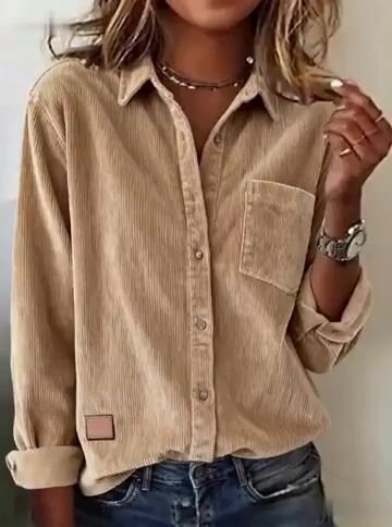 Women'S Casual Loose Corduroy Long Sleeve Shirt