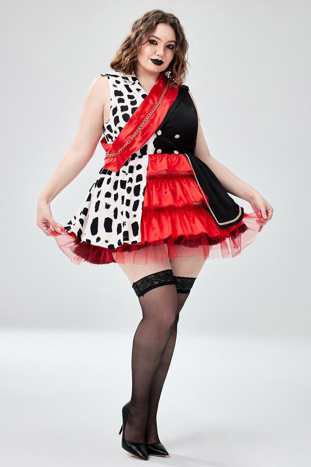 Halloween Costume Red Colorblock Tulle Mini Dress(Ships 24h)