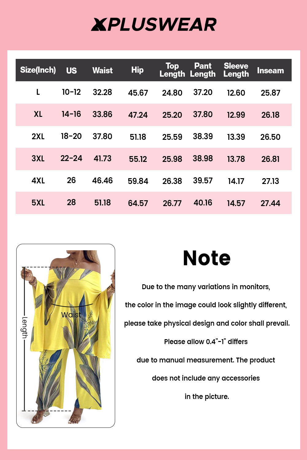 Plus Size Vacation Yellow Tropical Print Off The Shoulder Pocket Casual Two Piece Pant Sets