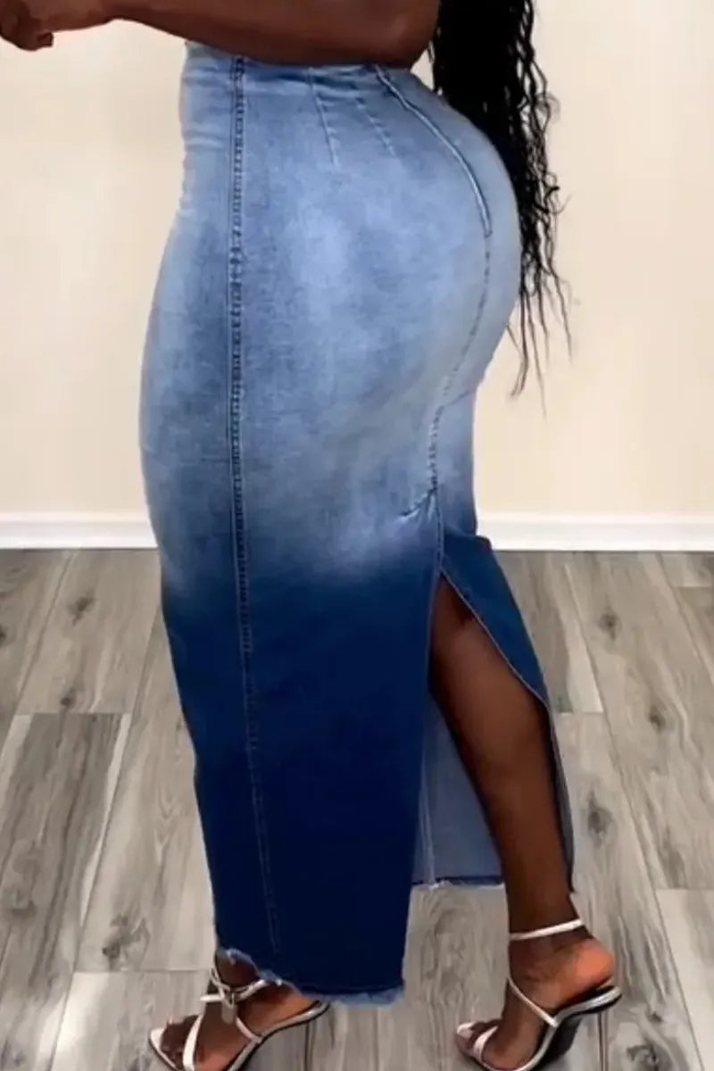 Hot Selling Women's Casual Denim Long Skirt