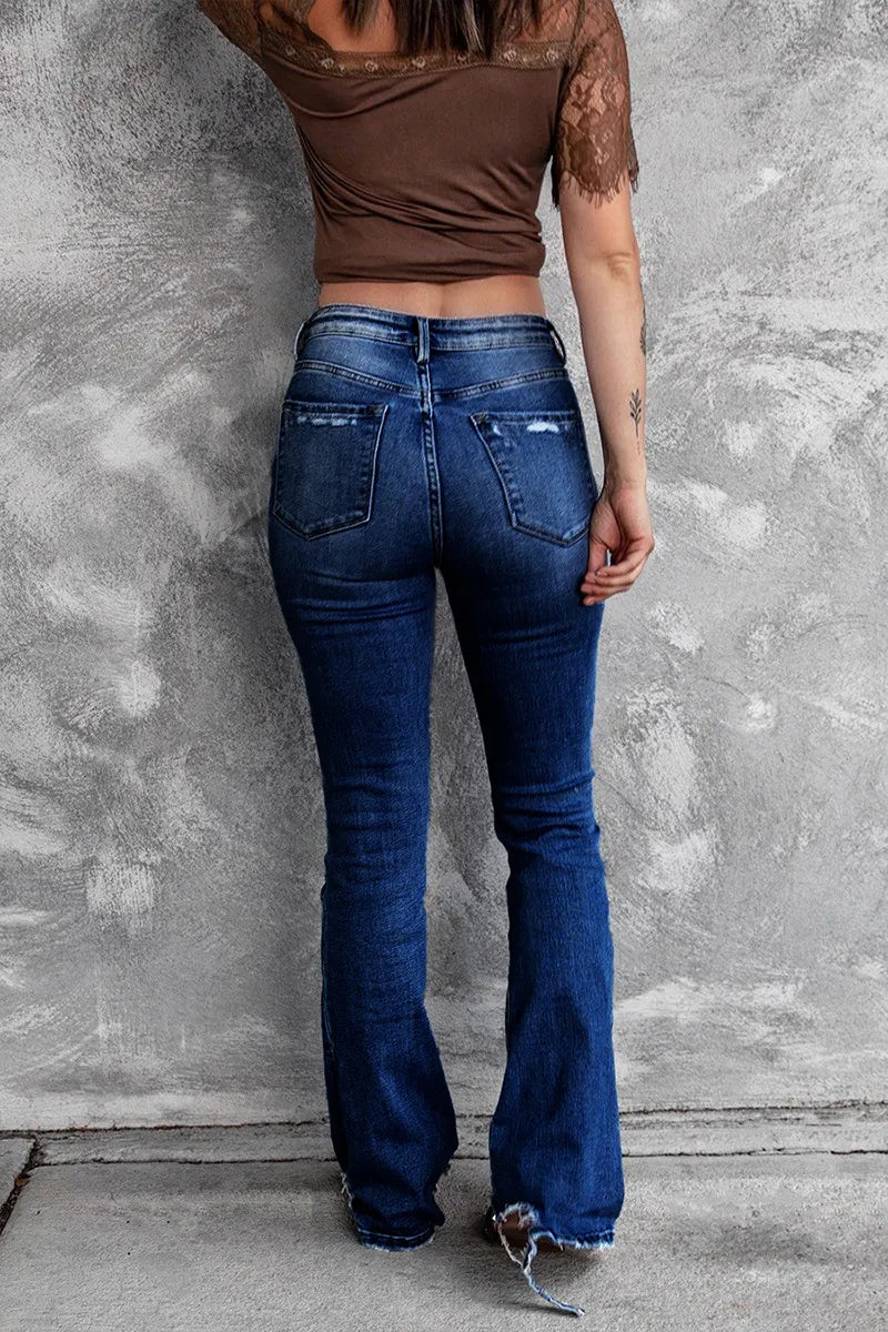 Retro Stretch Slim Bootcut Jeans For Women