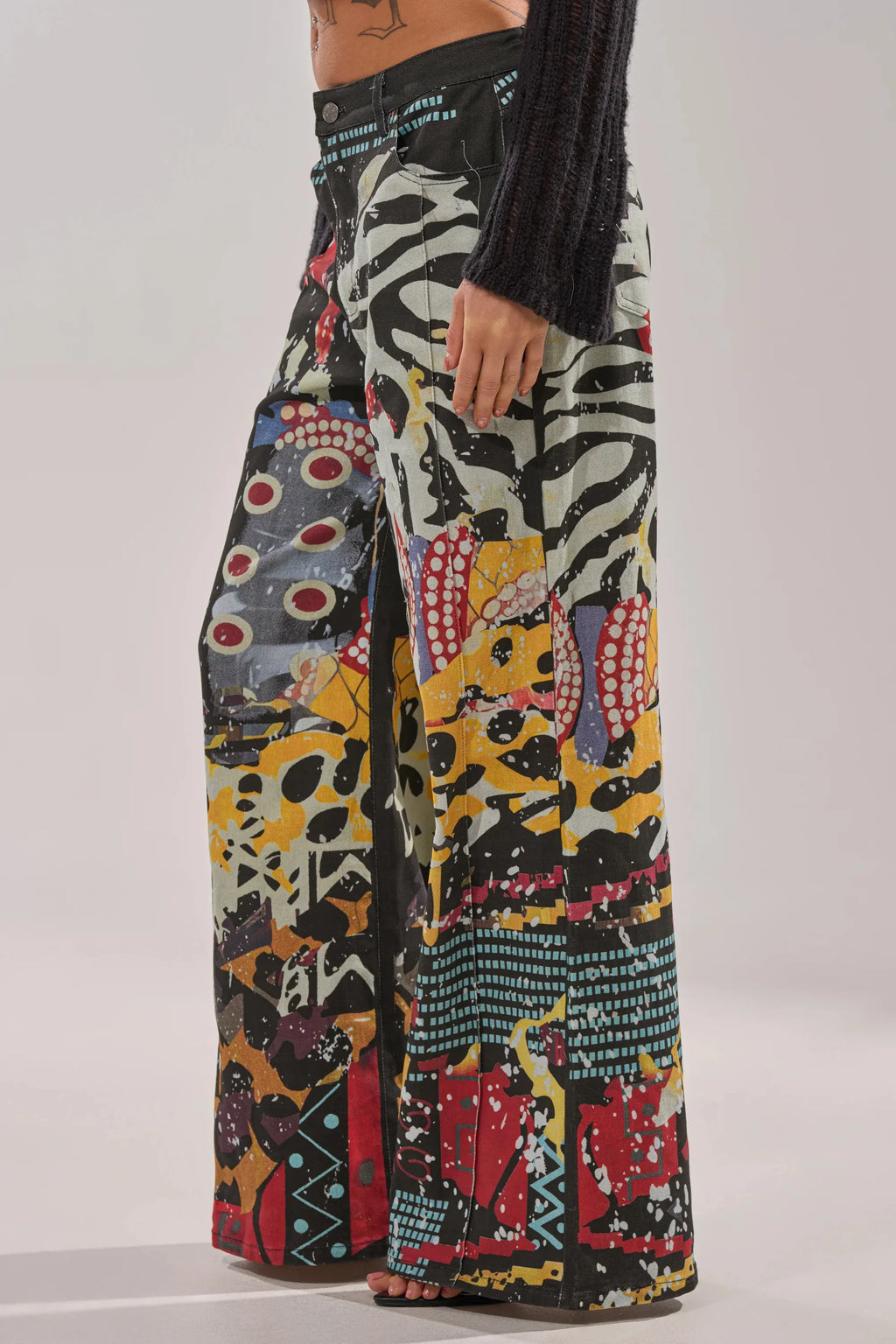 Women's Casual Printed Wide Leg Jeans