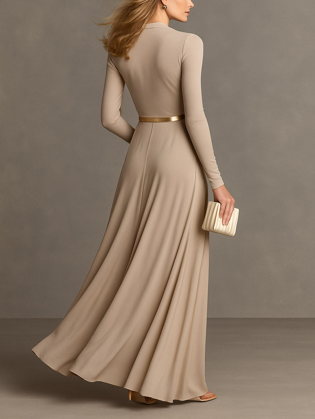 Elegant Pleated Wrap Maxi Dress