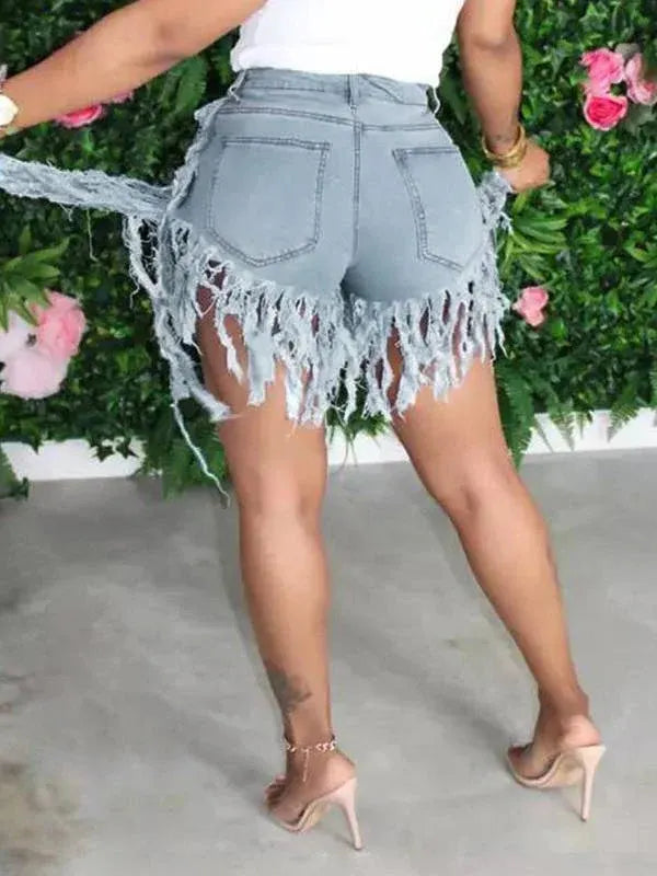 Women's Casual Fringed Denim Shorts