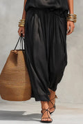Women's Pure Cotton Vacation Style Monochrome High Neck Vest - And Straight Leg Pantss