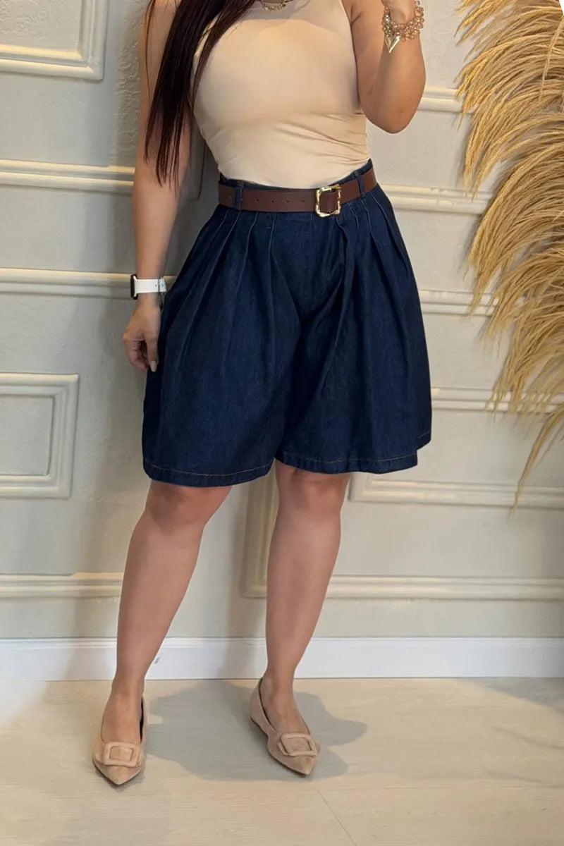 Women's Casual Versatile Pleated Wide Leg Cropped Jeans