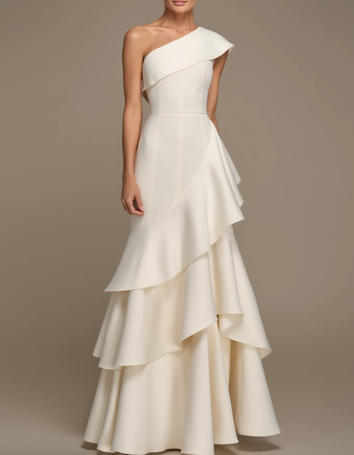 Asymmetrical Ruffle Maxi Dress
