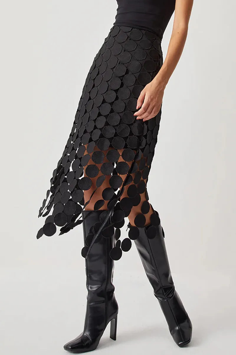 Ladies' Elegant And Casual Laser Cut Multi Round Double-Layer Skirt