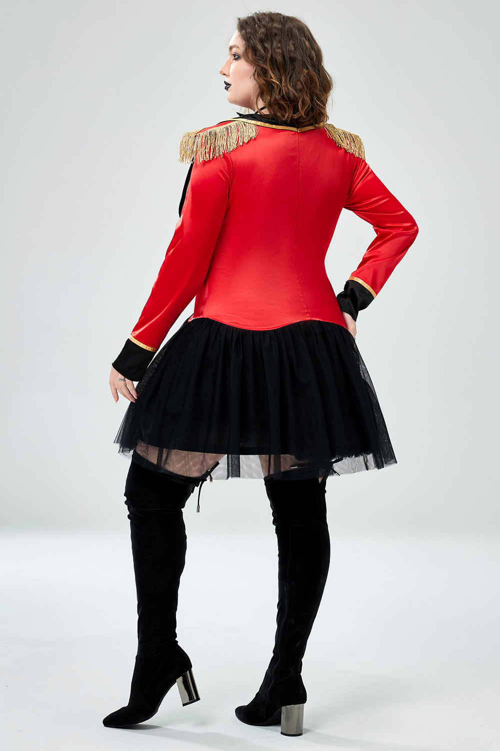 Halloween Costume Red Mesh Tulle Satin Mini Dress (With Bow Tie)(Ships 24h)