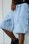 Men's Faded Washed Loose Fit Vintage Casual Denim Shorts