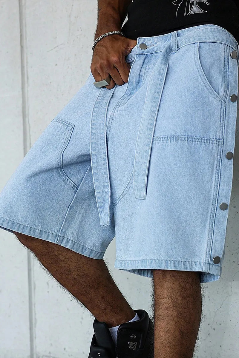 Men's Faded Washed Loose Fit Vintage Casual Denim Shorts