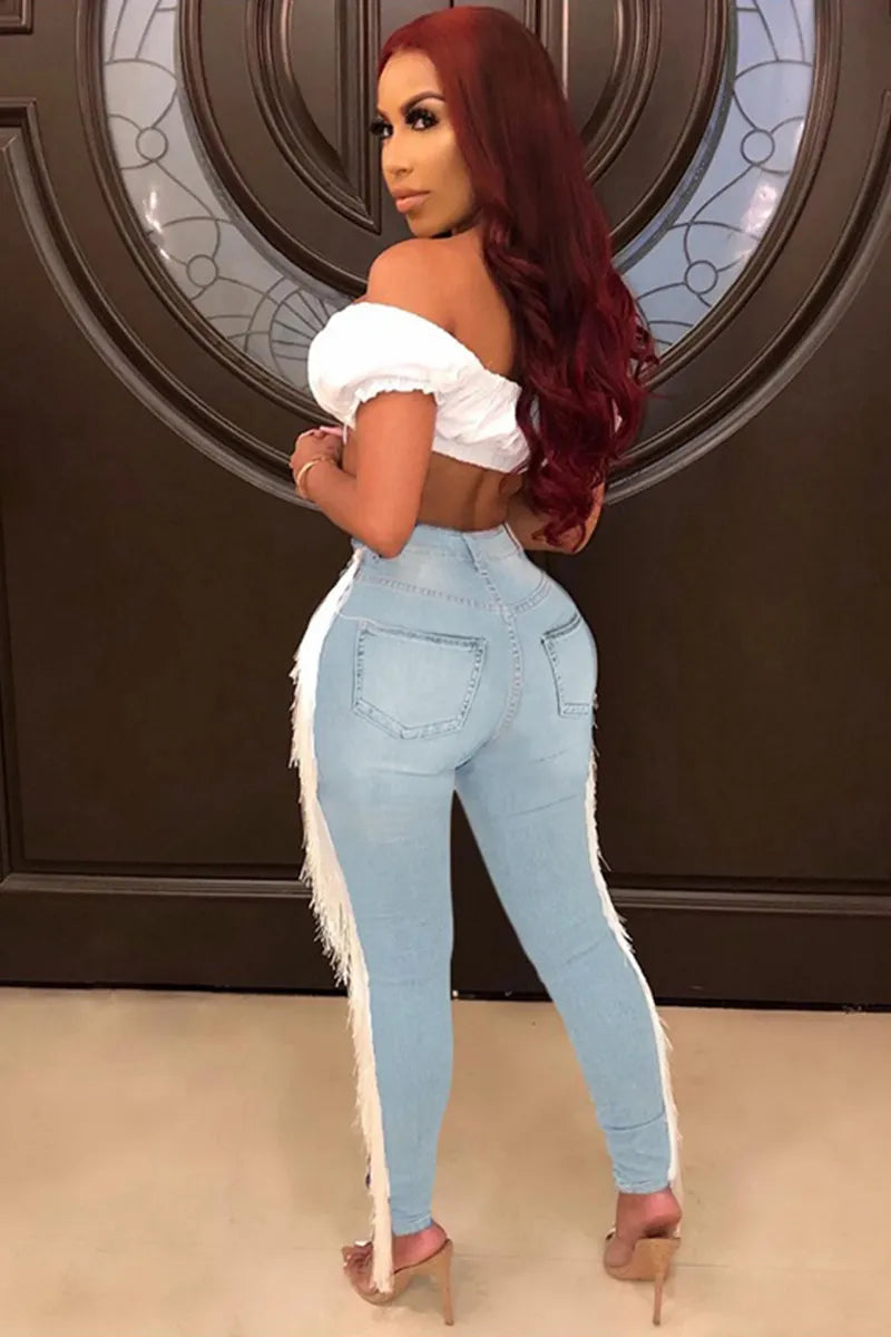 Women's Fringe Ripped Jeans