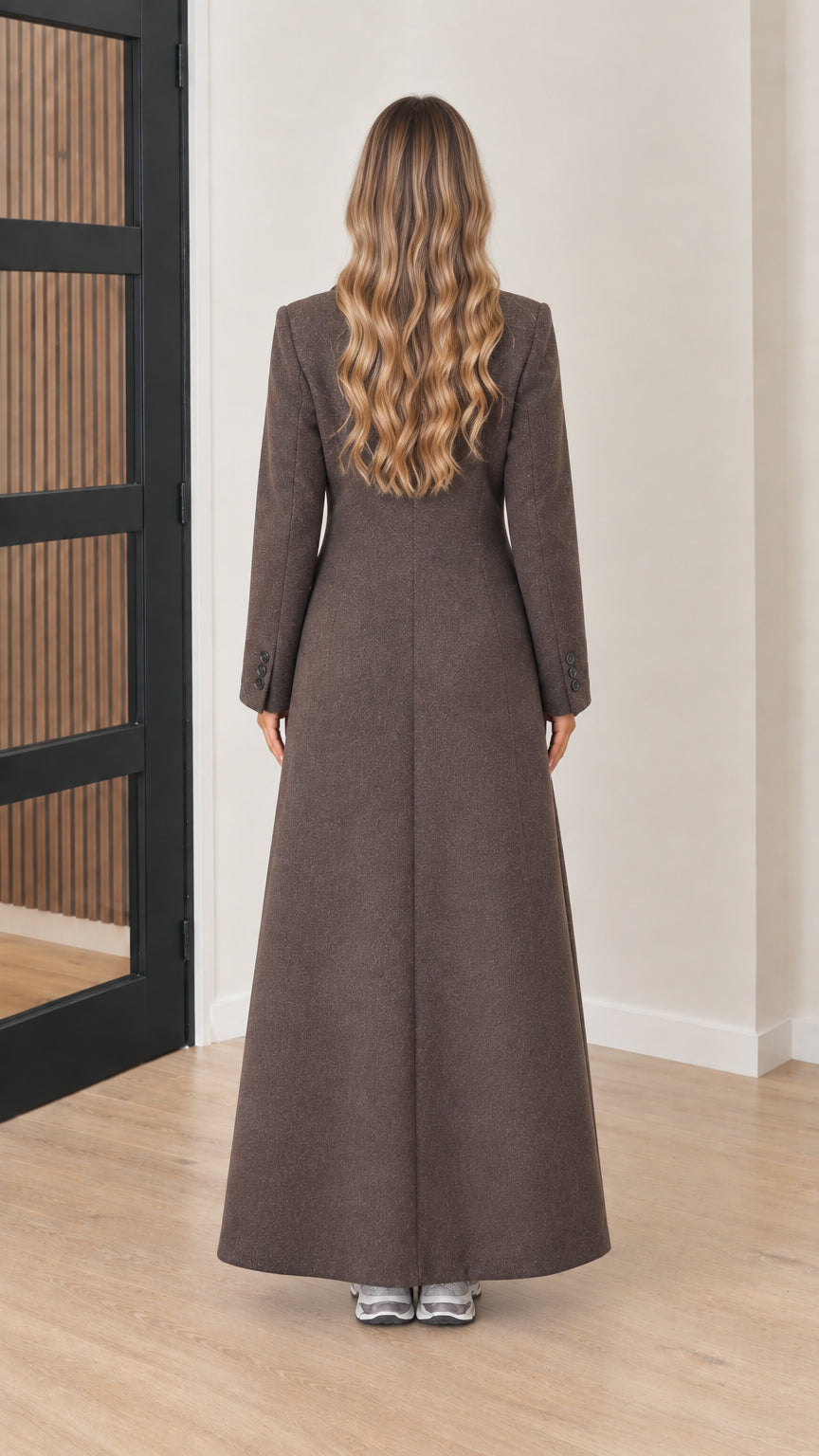 Women's Notch Lapel Floor-Length Maxi Overcoat