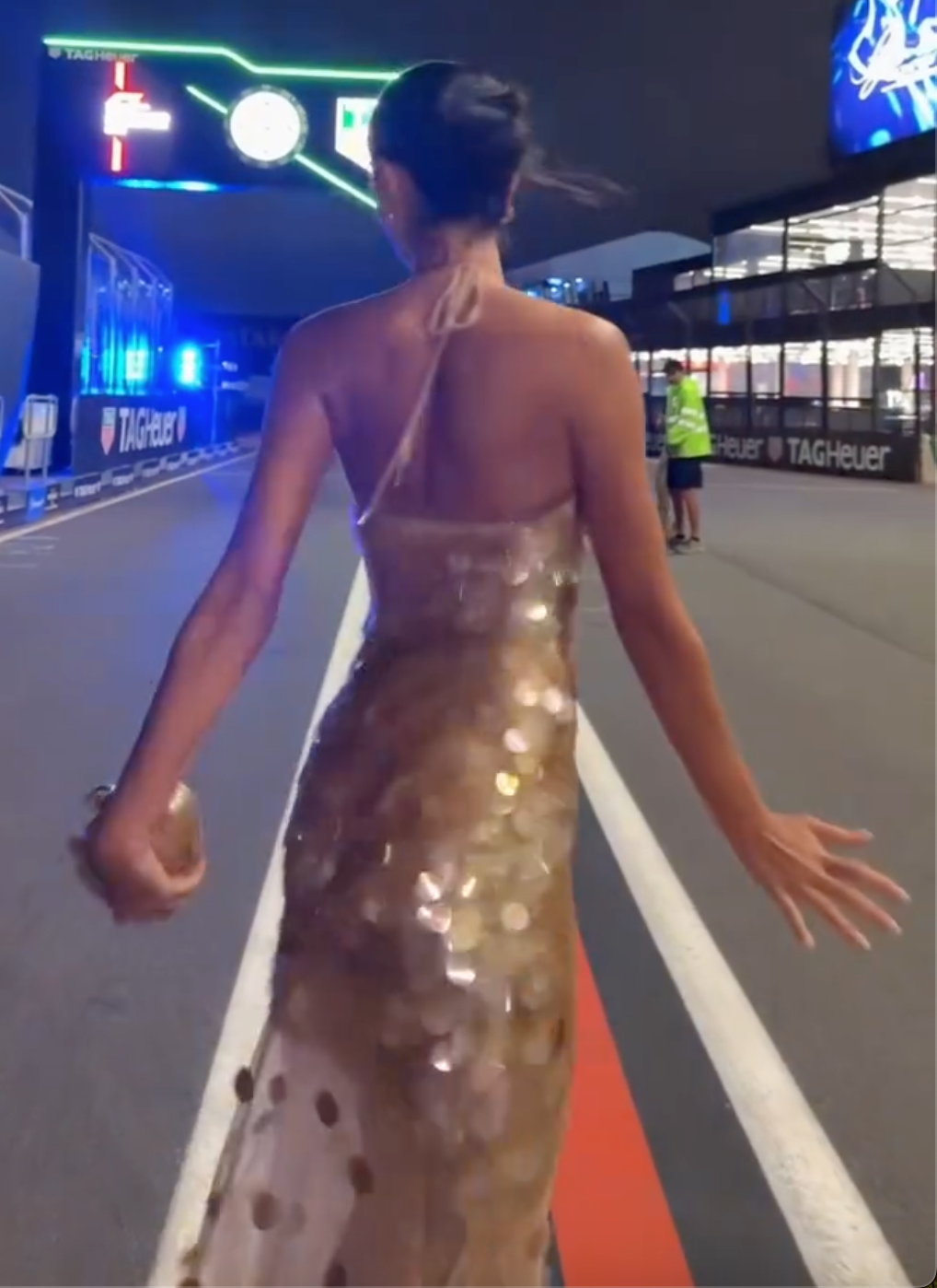Gold Sequin Disc Halter Maxi Dress with Backless Design & Sheer Skirt