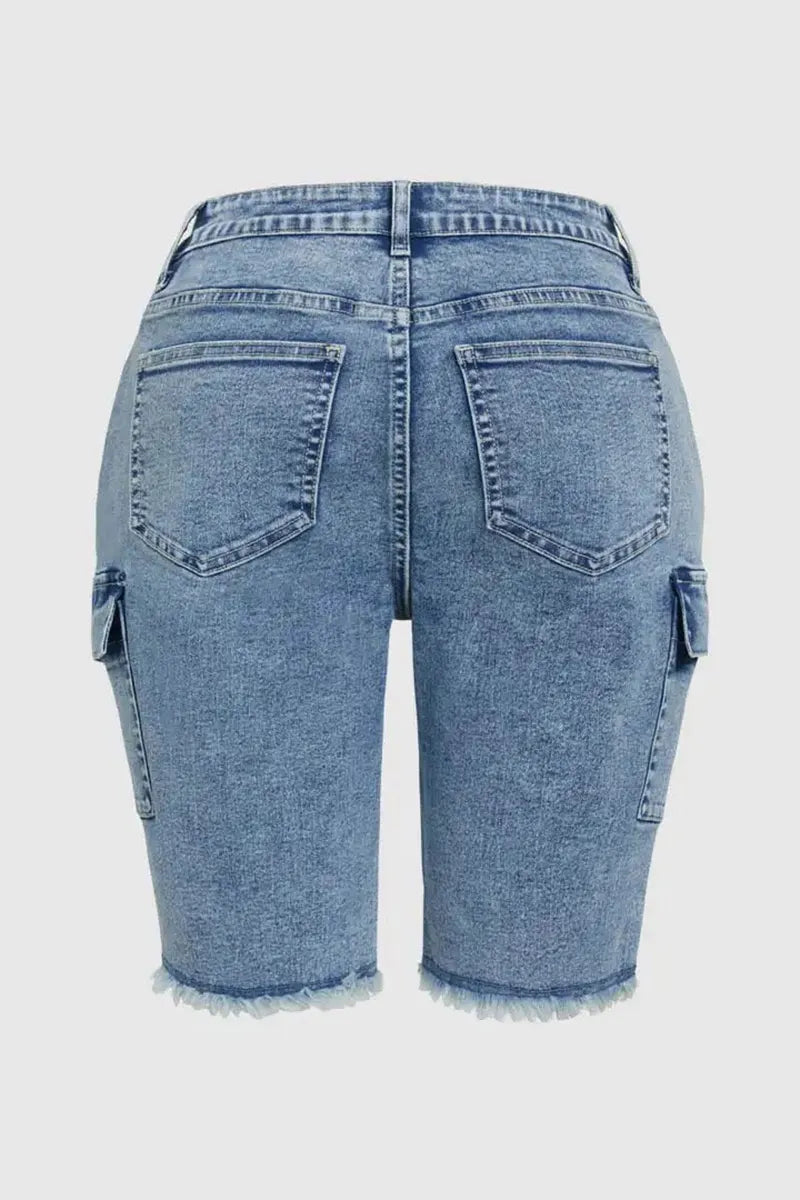 Women's Stretch Washed Side Pocket Denim Shorts