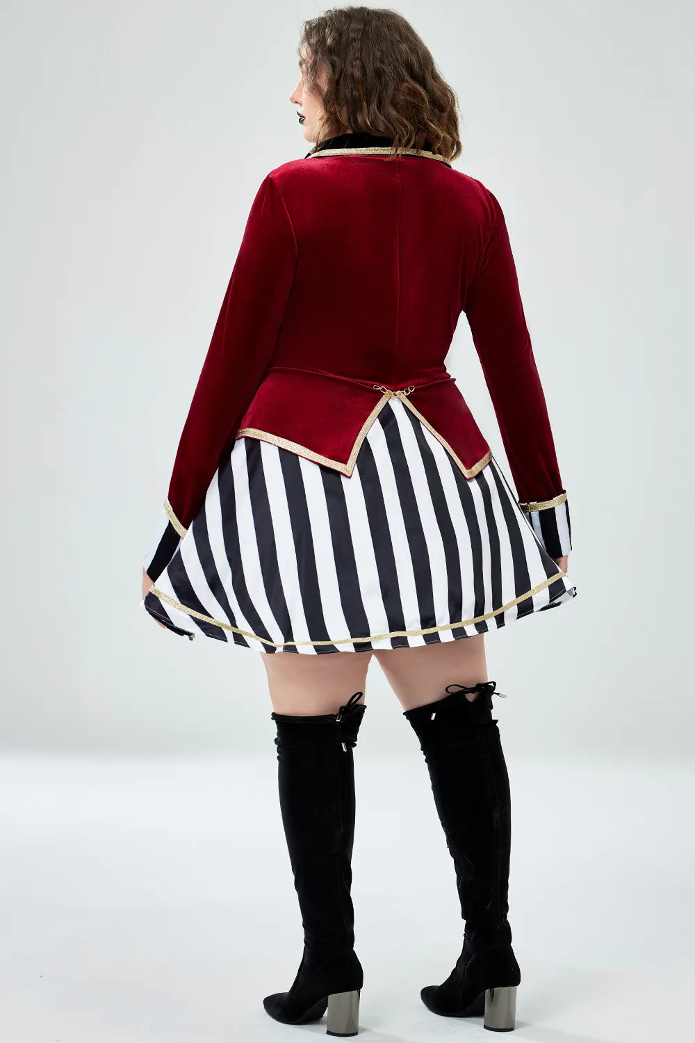 Halloween Costume Burgundy Velvet Mini Dress (With Hat And Bow Tie)(Ships 24h)
