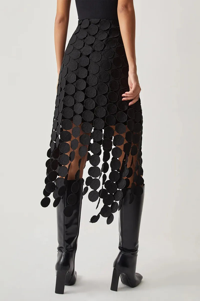 Ladies' Elegant And Casual Laser Cut Multi Round Double-Layer Skirt