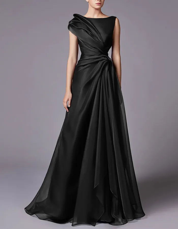 Sleeveless Cinched-Waist Floor-Length Maxi Dress