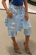 Hot Selling Women's Casual Washed Denim Shorts