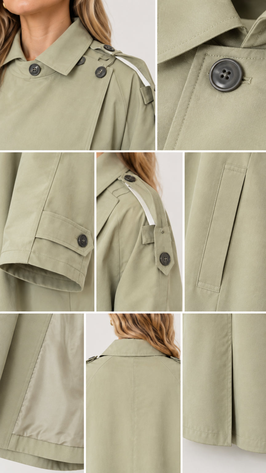 Women's Oversized Maxi Duster Trench Coat with Buttoned High Neck