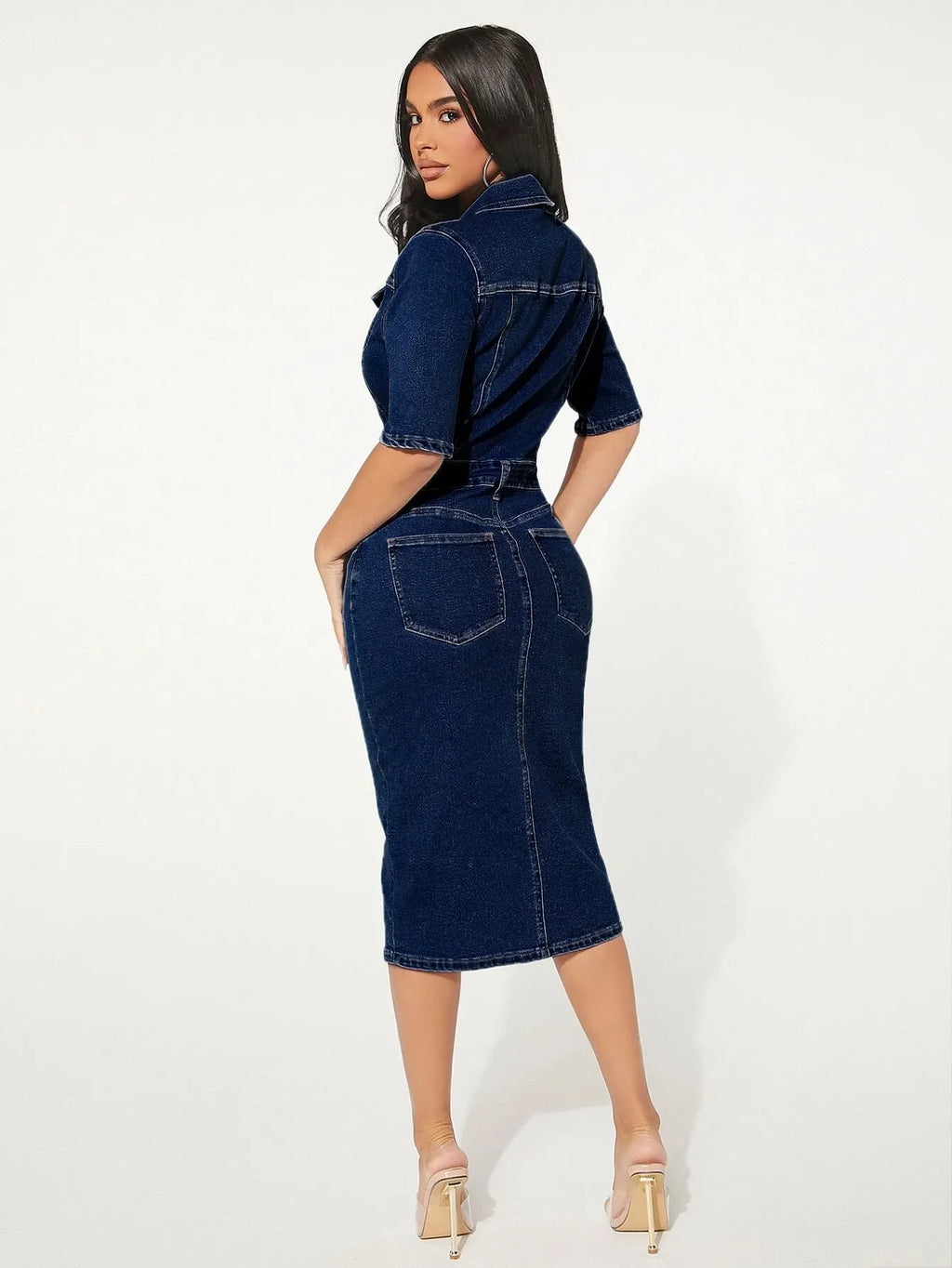 Women's Casual Slim Fit Stretch Denim Bodycon Dress