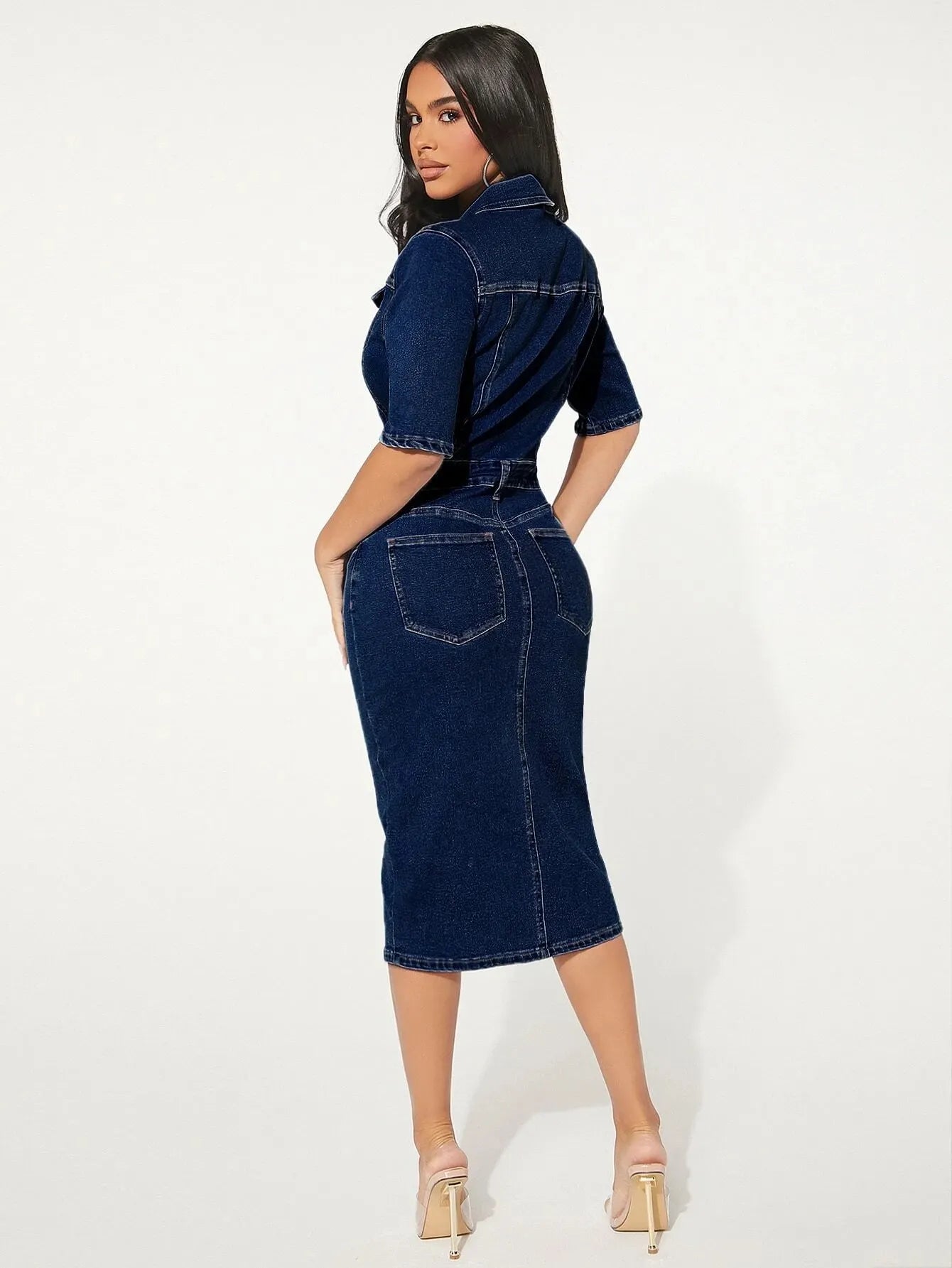 Women's Casual Slim Fit Stretch Denim Bodycon Dress