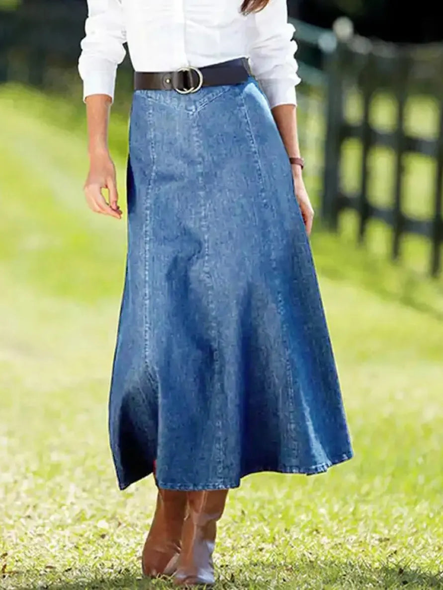 Casual A-line Light Washed Denim Skirt