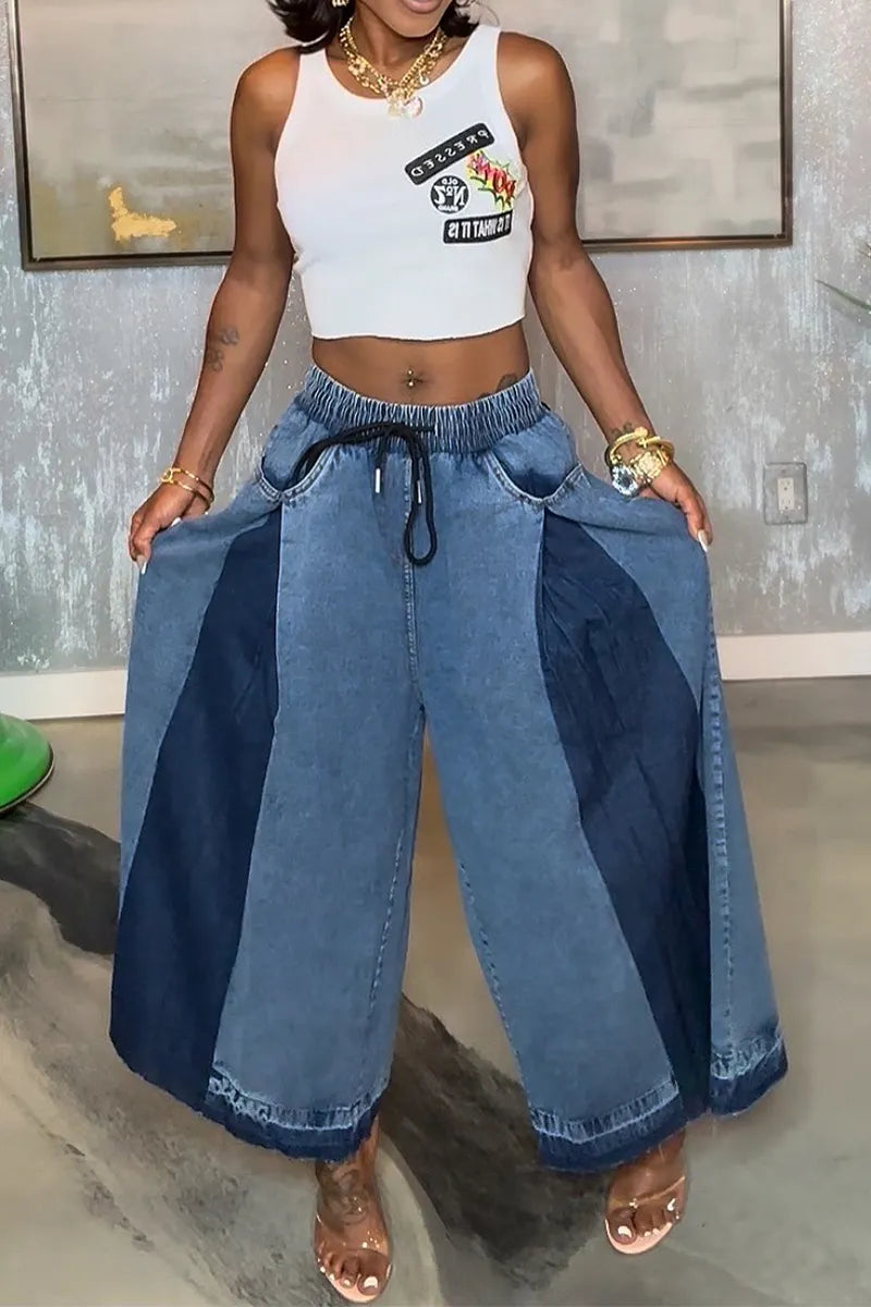 Women's Casual Comfortable Stretch-Waist Panel Jeans