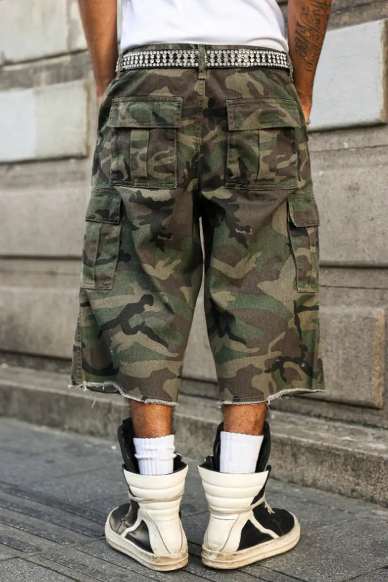 Men's Hot Selling Casual Camouflage Printed Loose Denim Shorts