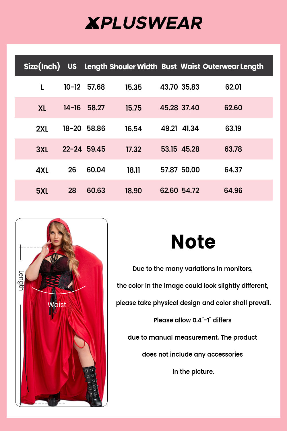 Halloween Costumes Red Cloak Lace Up Maxi Dress (Only Cloak And Dress) (Ships 24h)