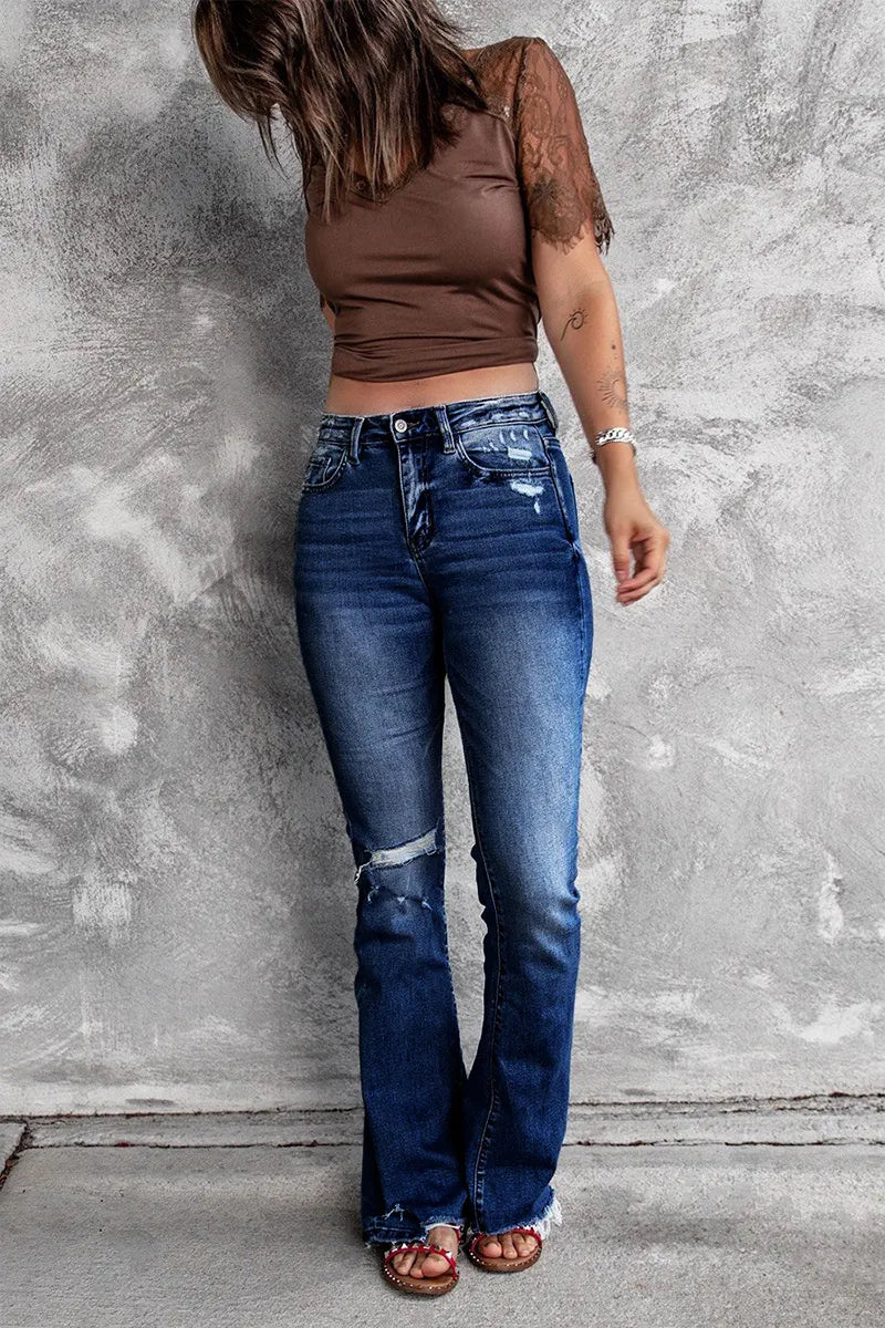 Retro Stretch Slim Bootcut Jeans For Women