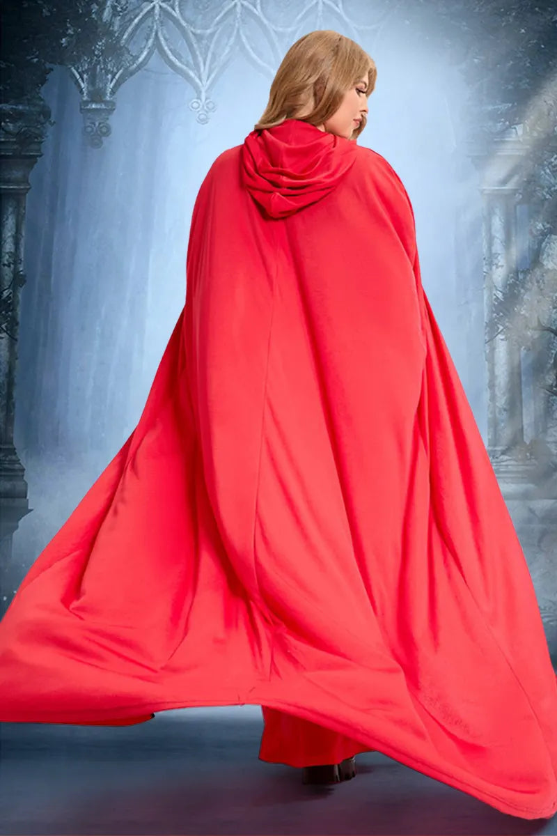 Halloween Costumes Red Cloak Lace Up Maxi Dress (Only Cloak And Dress) (Ships 24h)