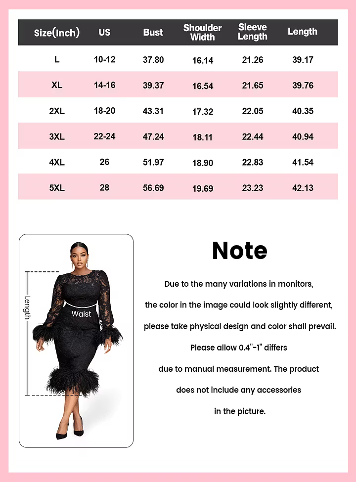 Cocktail Party Black Round Neck Long Sleeve Feather Elegant Bodycon Lace Midi Dresses