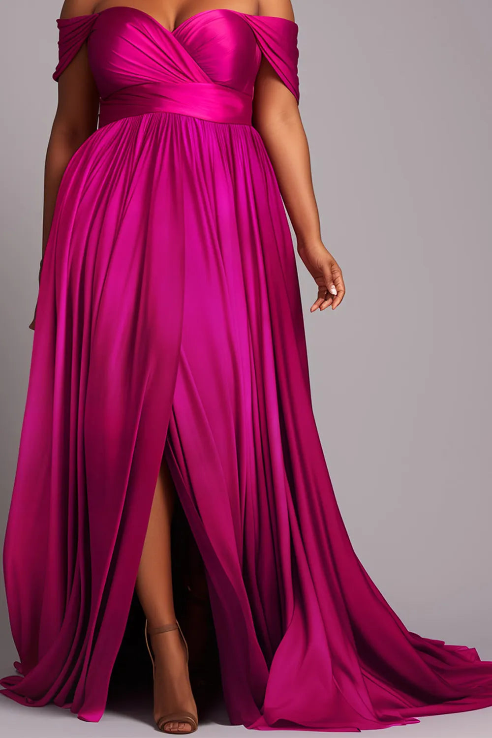 Black Off The Shoulder Cap Sleeve Split Crinkle Chest Satin Maxi Dresses