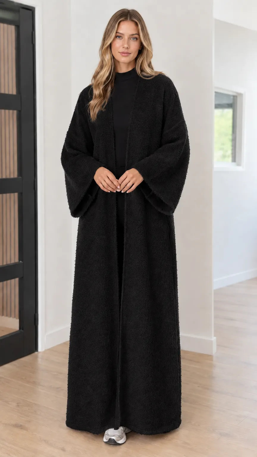 Women's Textured Bouclé Maxi Duster Cardigan Coat