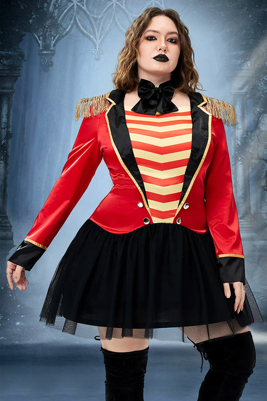 Halloween Costume Red Mesh Tulle Satin Mini Dress (With Bow Tie)(Ships 24h)