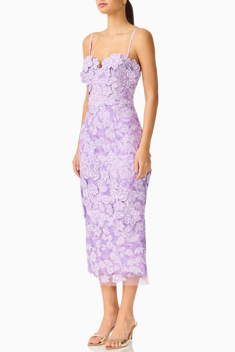 3D Floral Midi Bodycon Dress