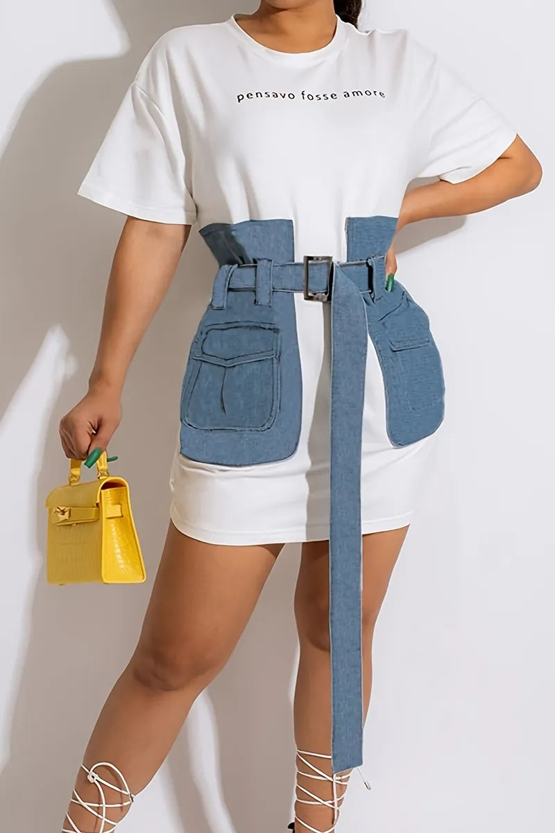 Women's Casual Patchwork T Shirt Dress