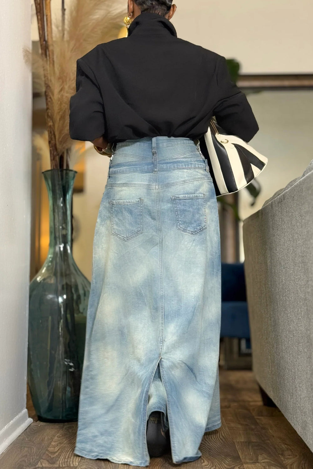 Plus Size Party Light Blue With Skirt Overlay Denim Jeans