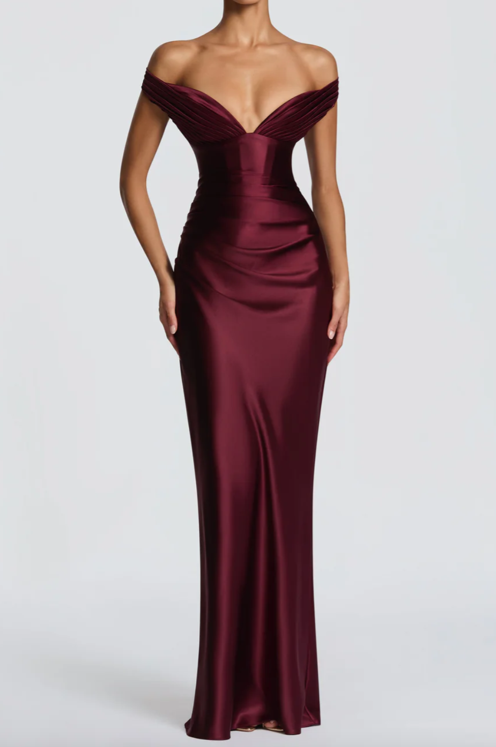 Burgundy Satin Mermaid Evening Maxi Dress Collection