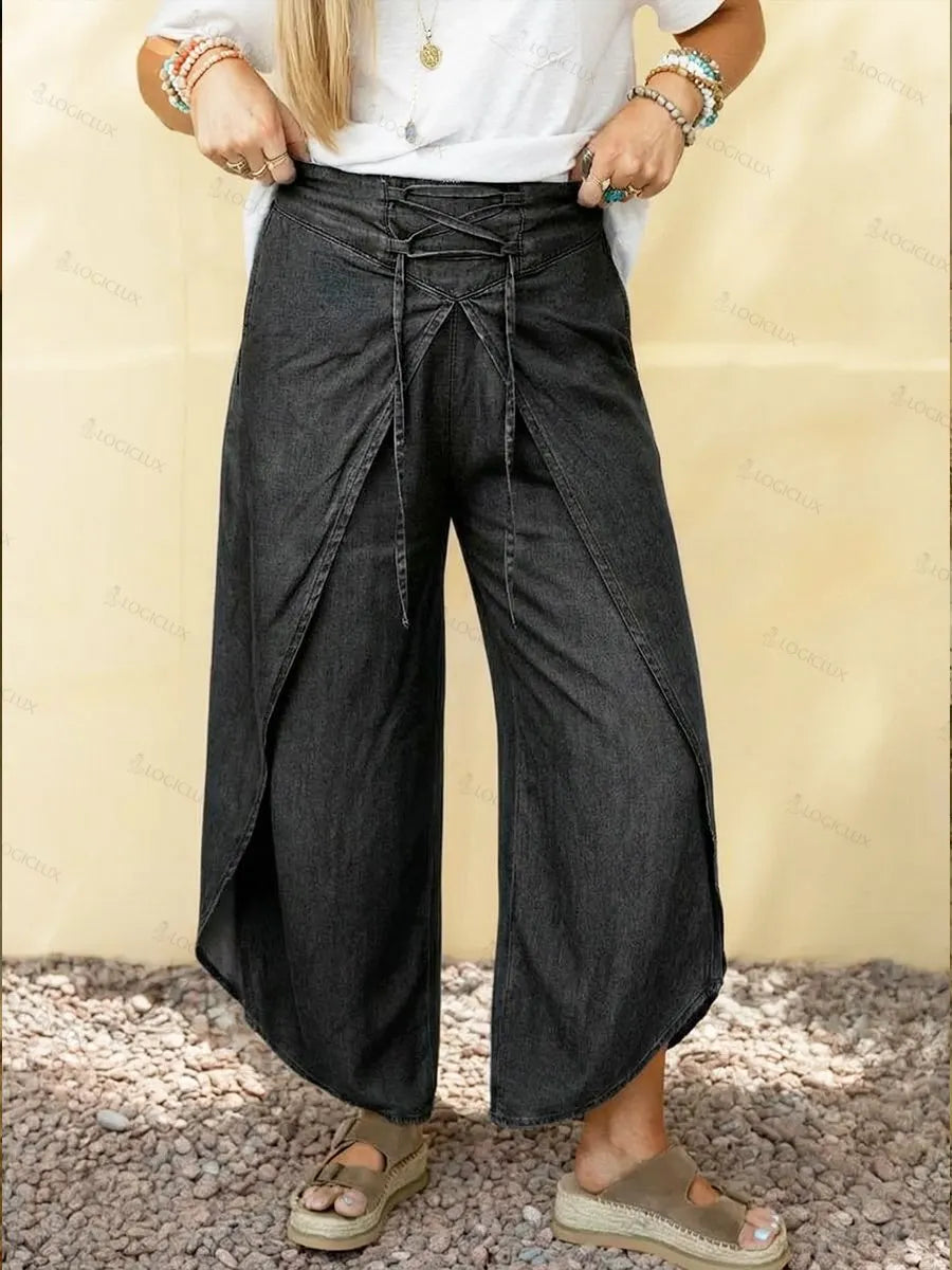 Women's Fashionable Lace-up Tencel Cotton Trousers