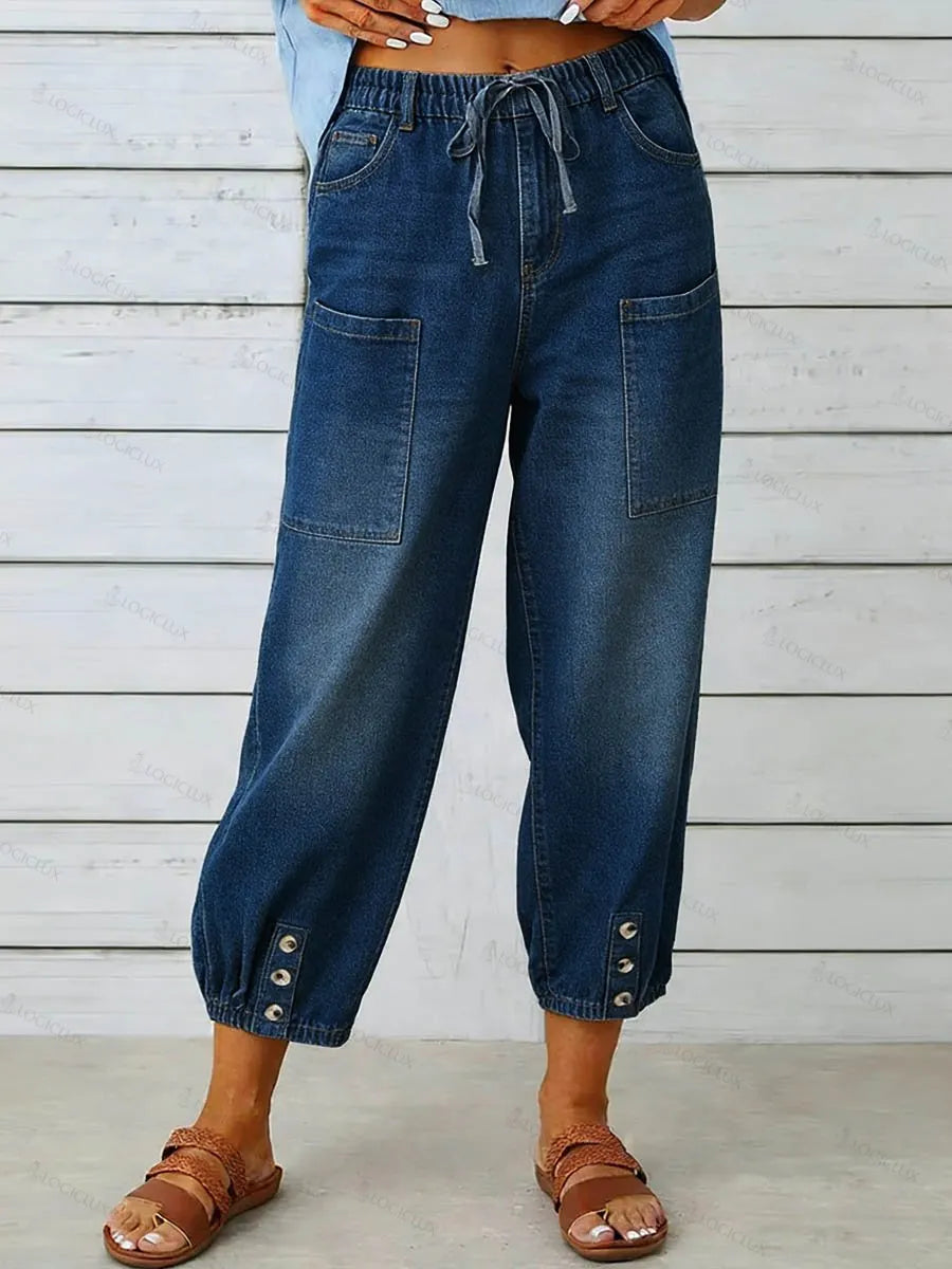 Women's High-waisted Casual Loose-fitting Wide-leg Jeans