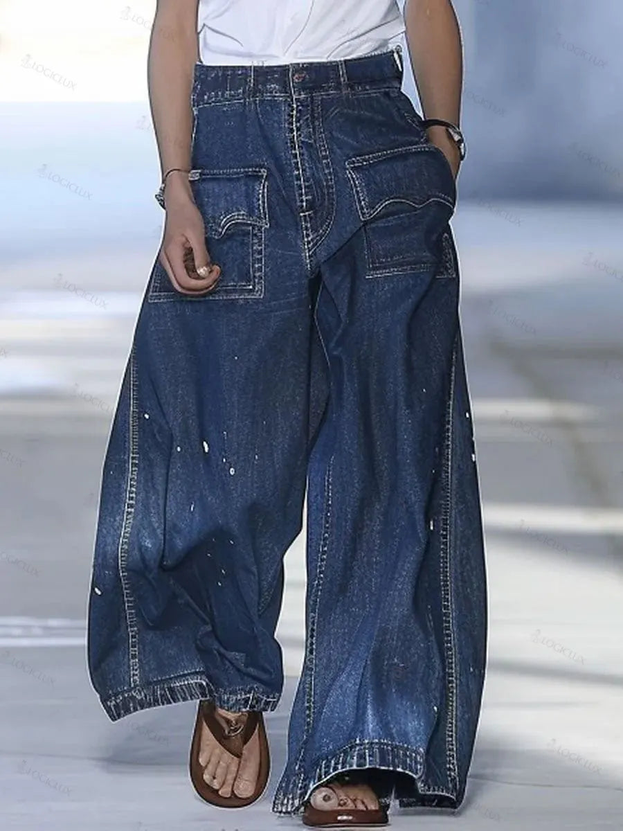 ¡3⁄424-hour shipping out¡¿Casual Loose Graffiti Multi-Pocket Jeans