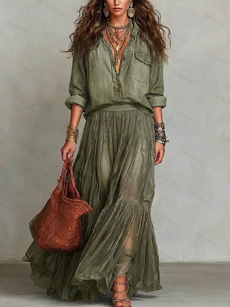 Women's Casual Stylish Organza Art Long Skirt
