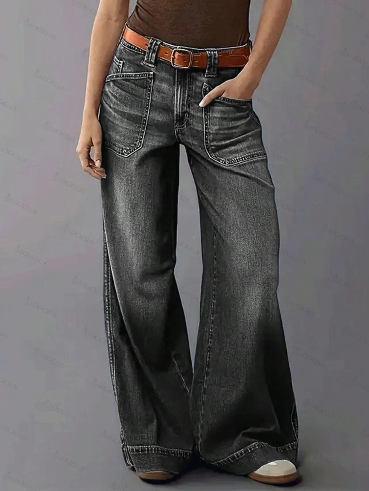 Women's Vintage Loose-fitting Slimming Wide-leg Straight-leg Denim Jeans