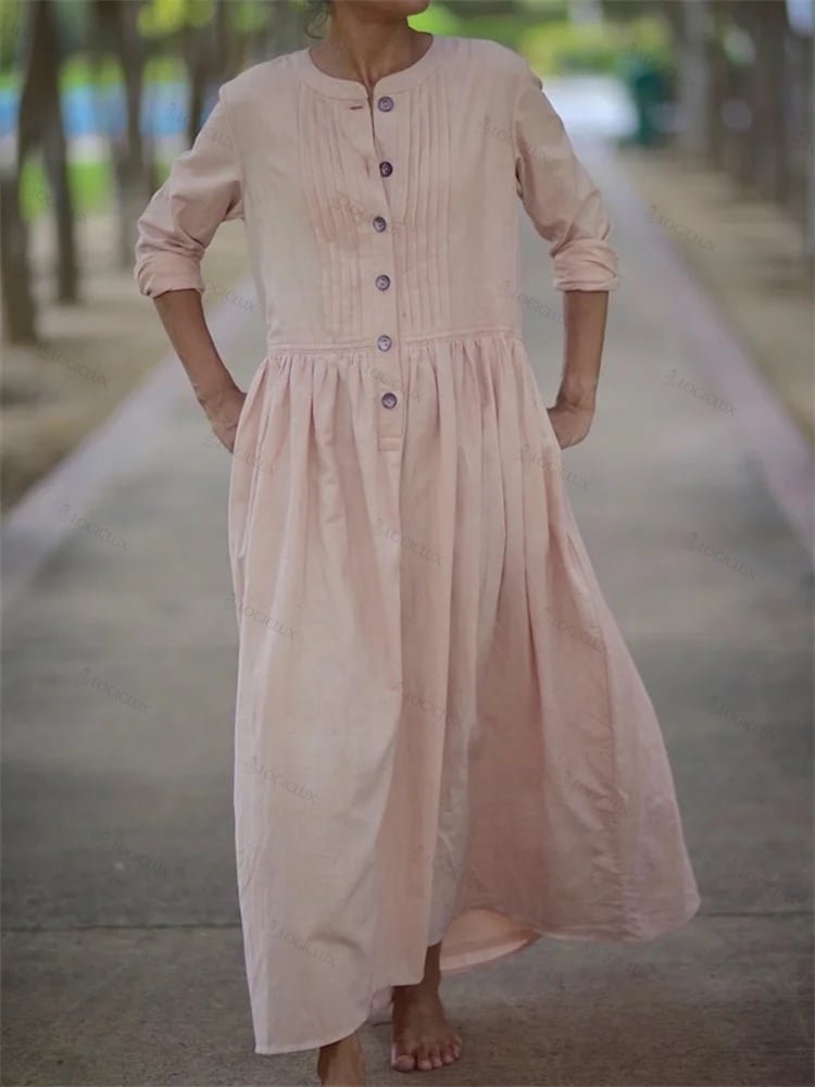 Women's Cotton and Linen Loose Casual Dress