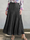 Women's High-waisted Loose-fitting Denim-look A-line Skirt